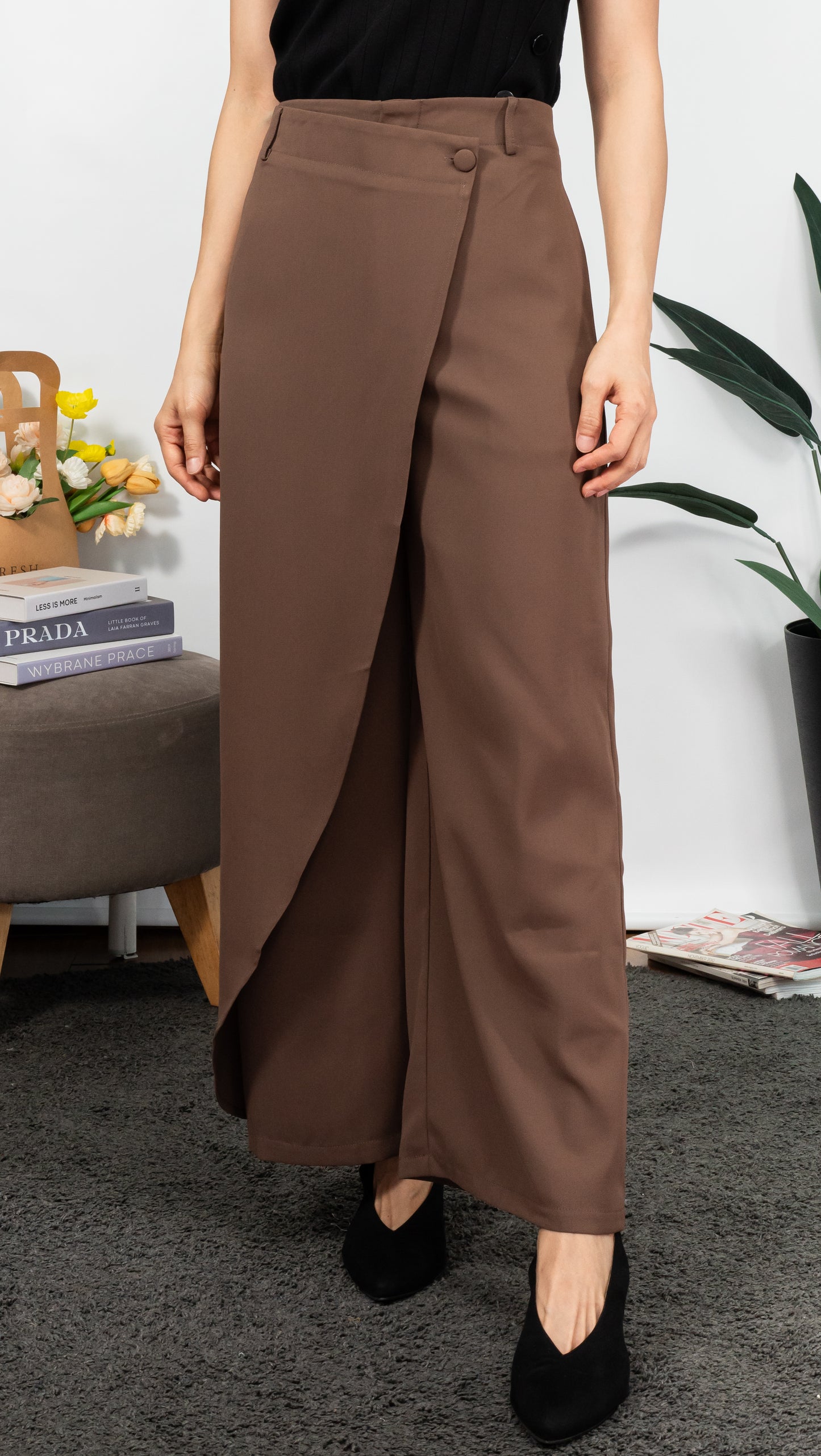 Button Suit Pants (Brown)