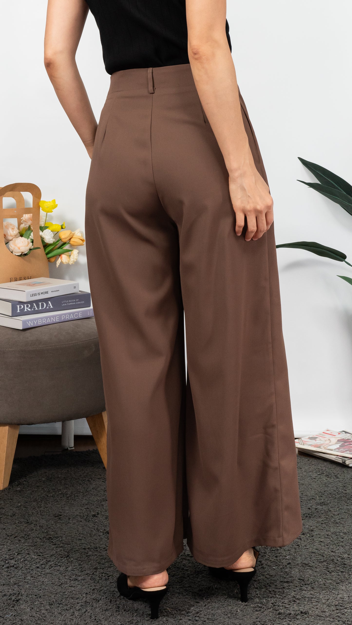 Button Suit Pants (Brown)