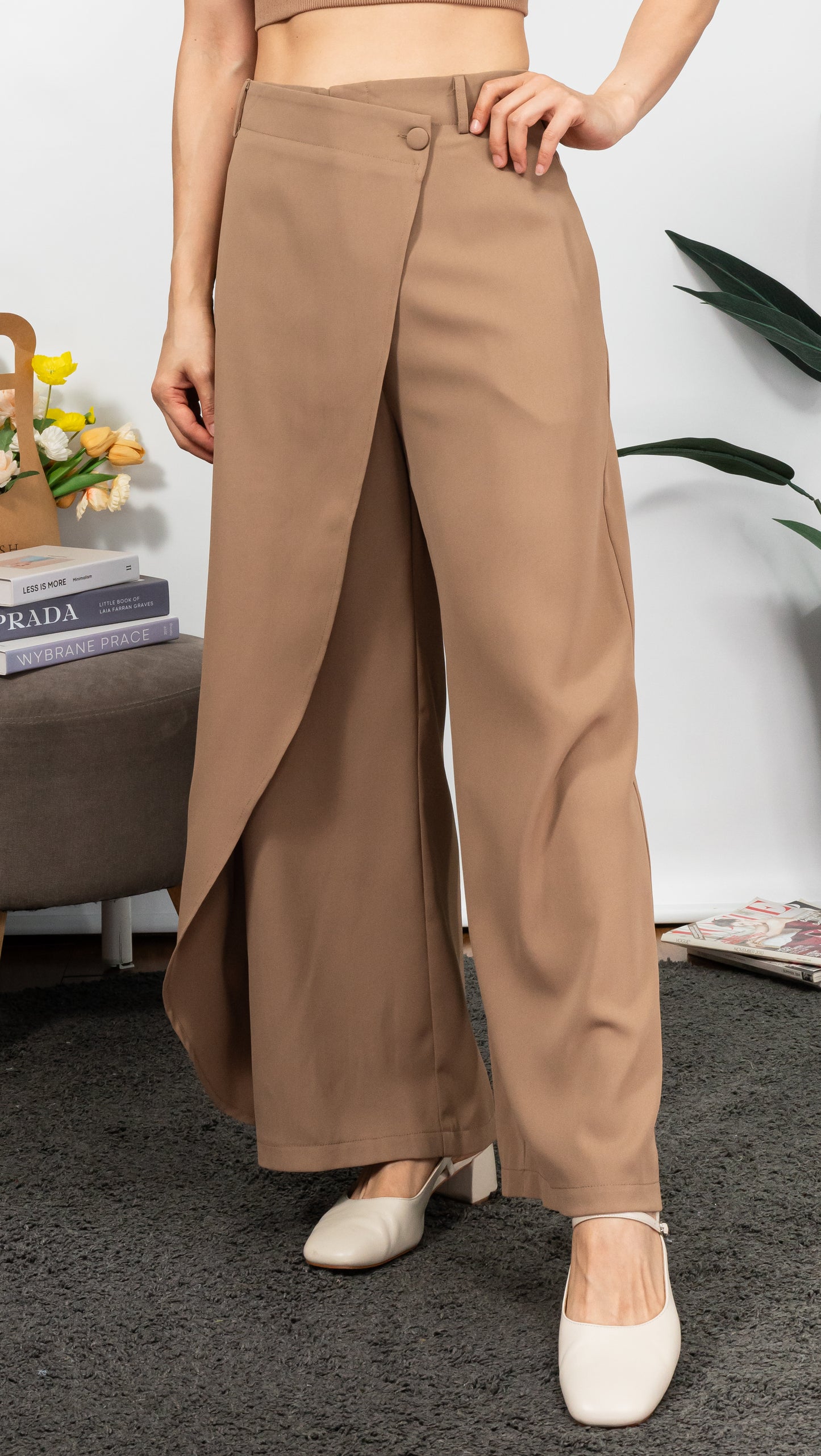 Button Suit Pants (Khaki)
