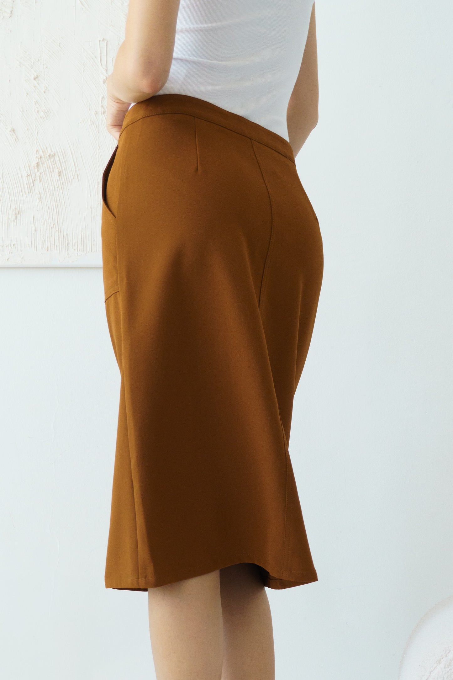 Button Midi-Skirt (Brown)