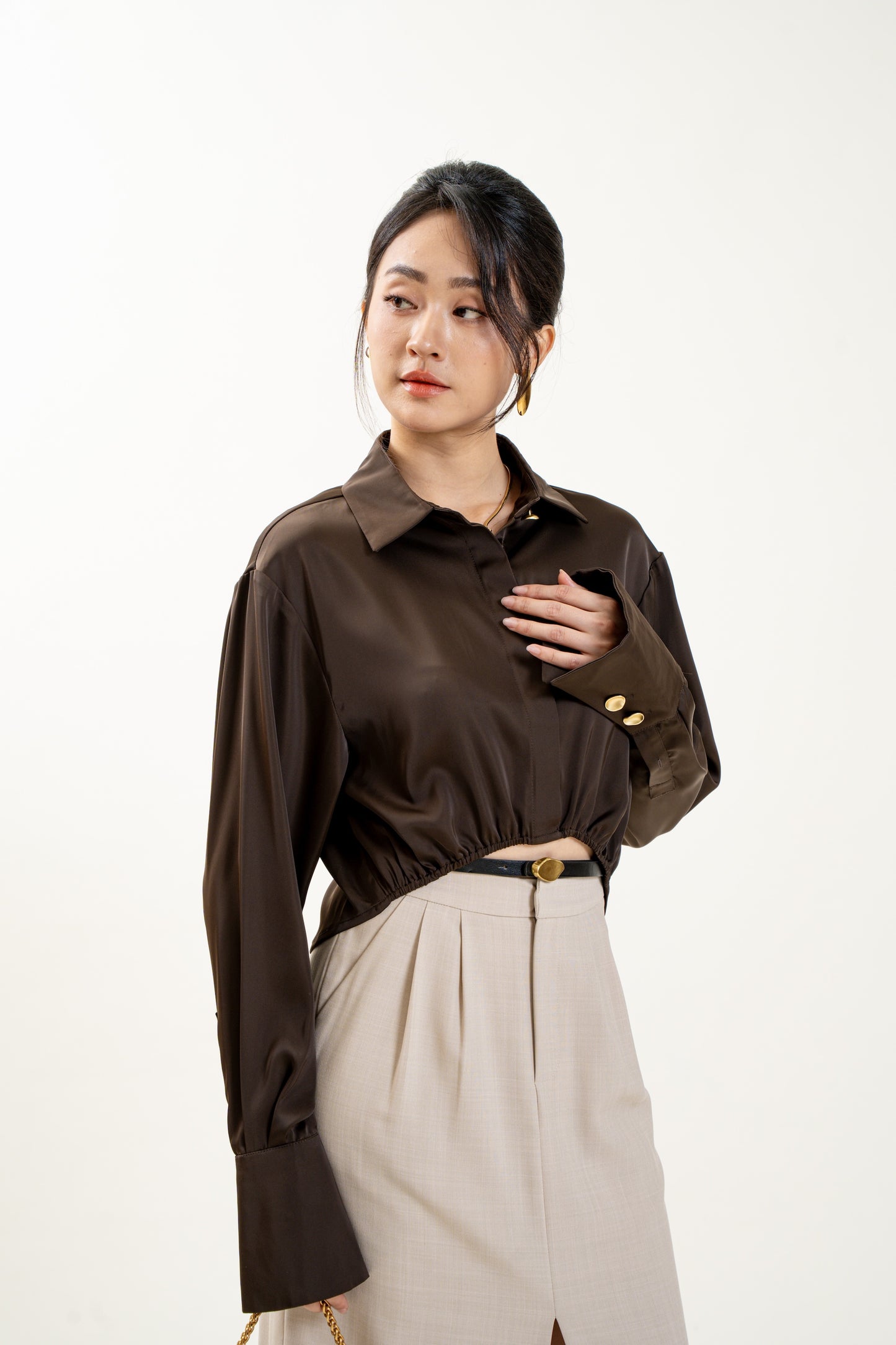 Gilded Pearl Top – Brown