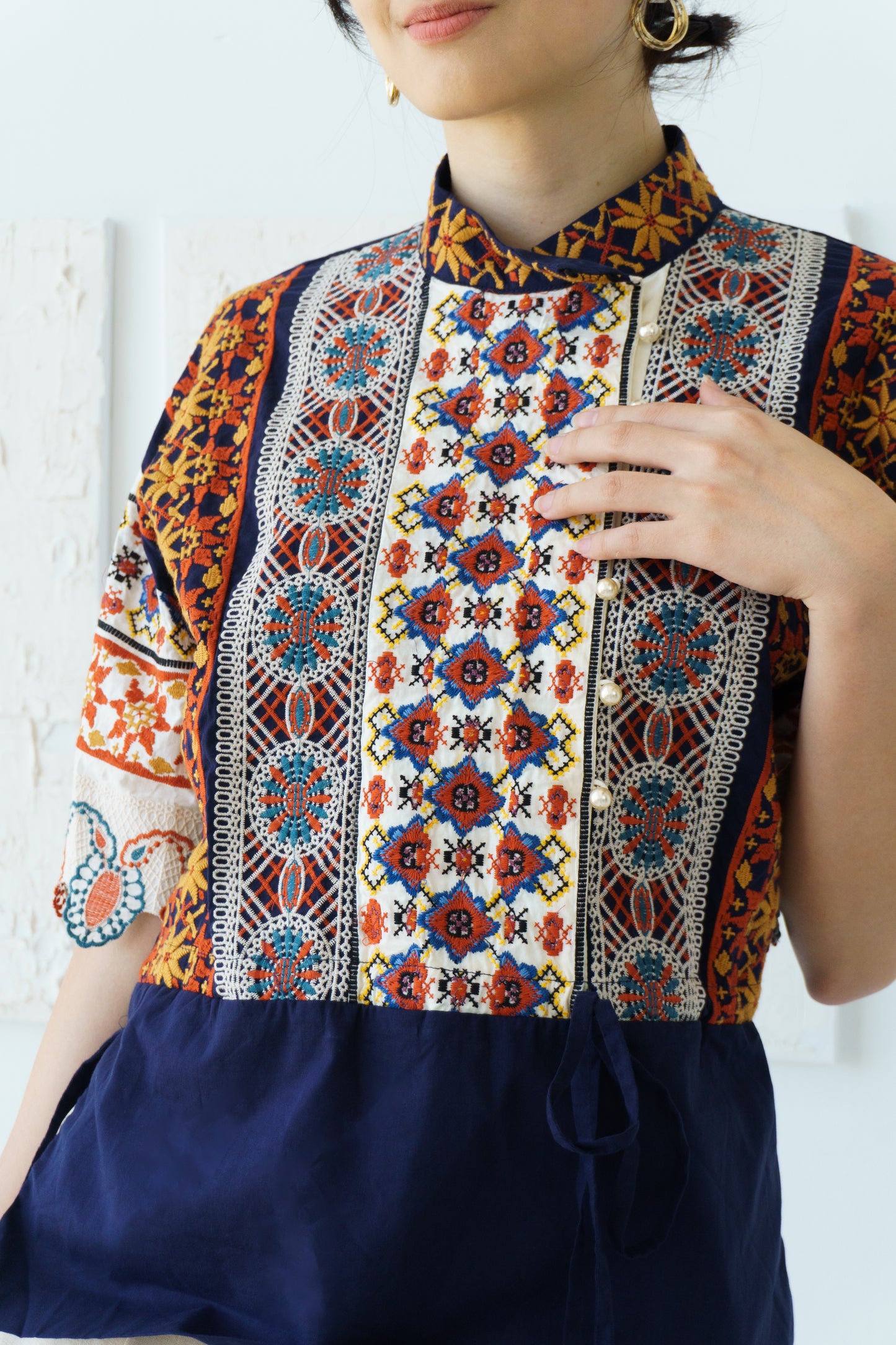 Totem Pattern Top (Navy Blue)