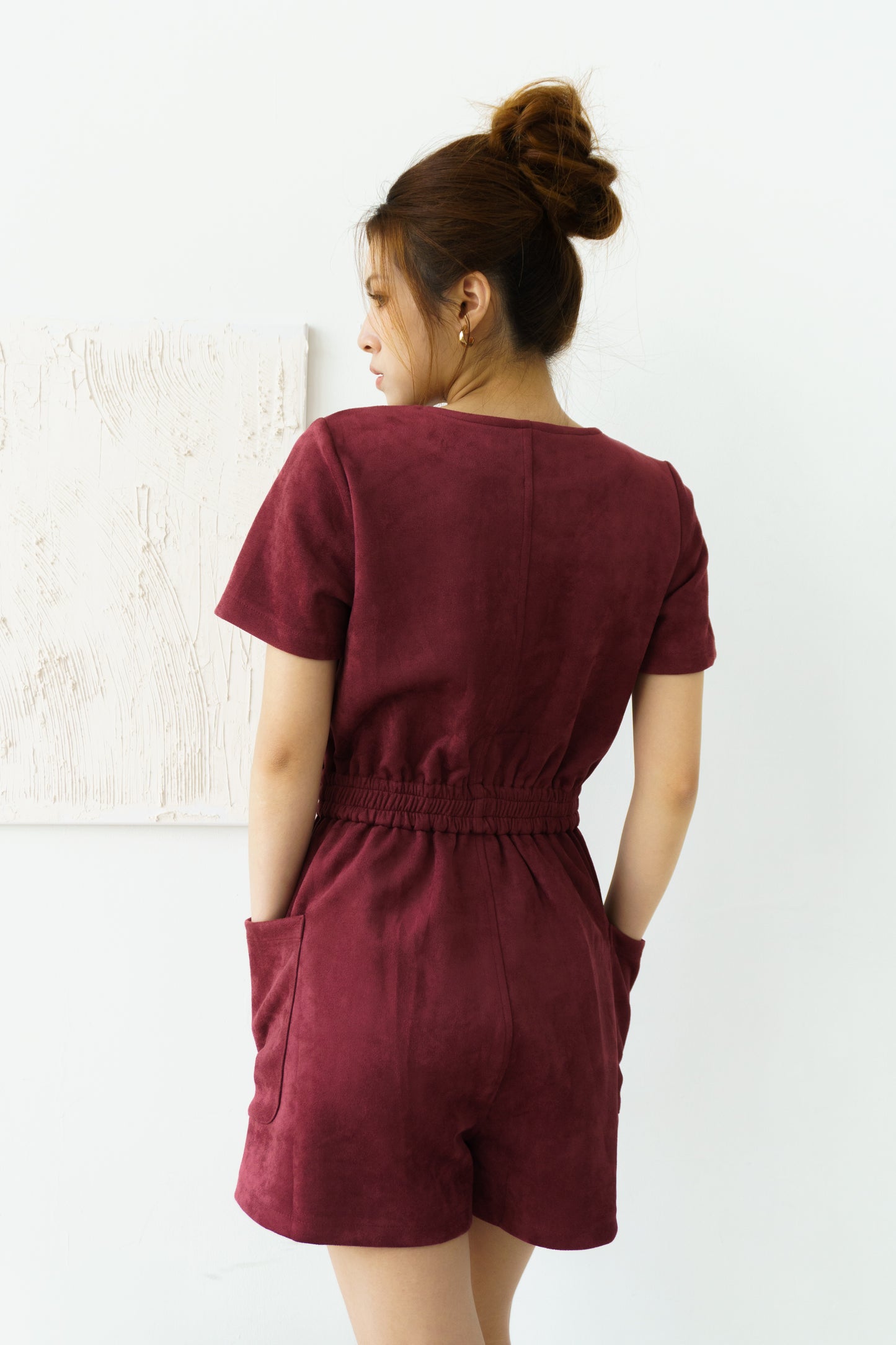 Suede Jumpsuit (Maroon)