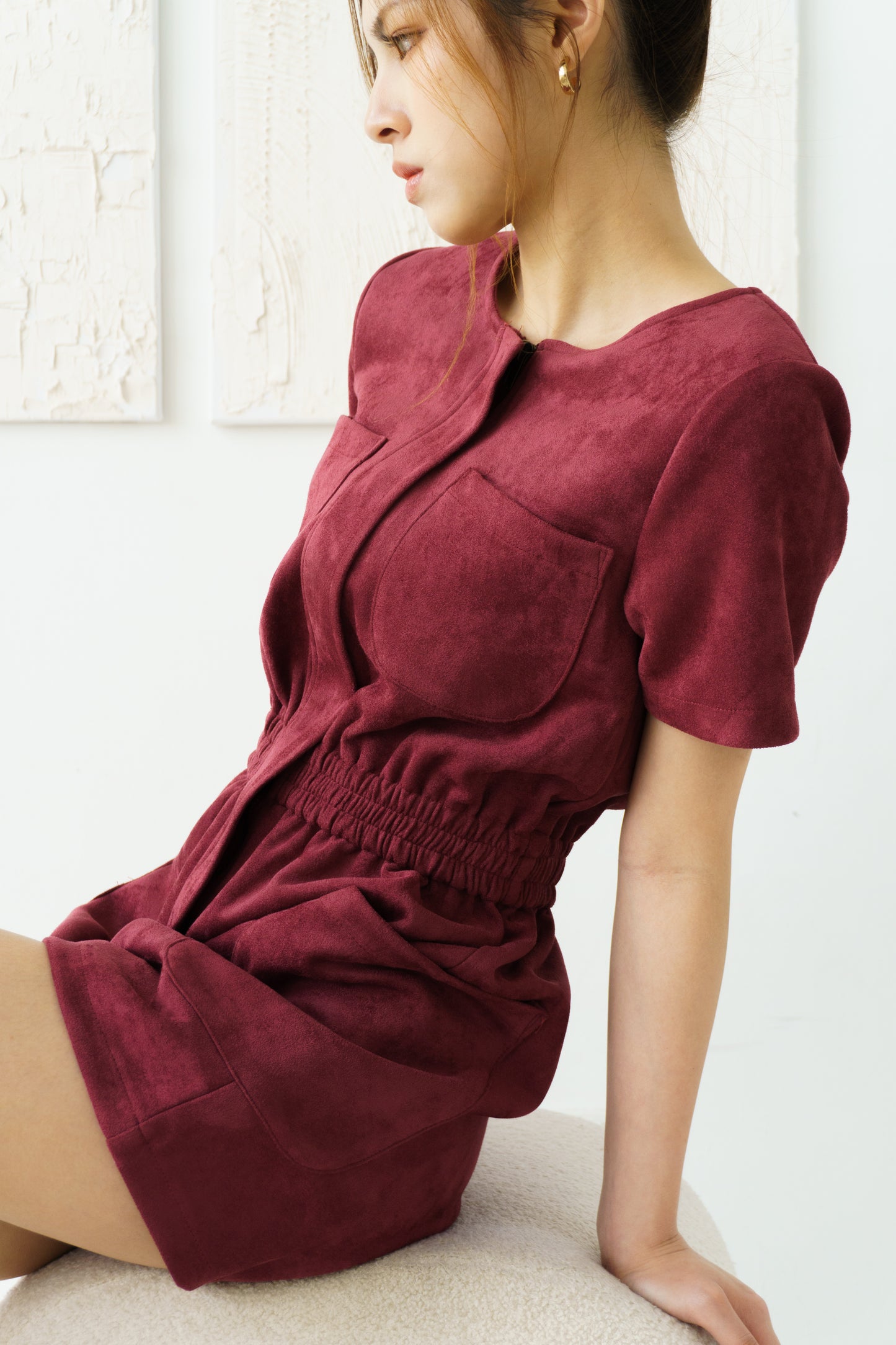 Suede Jumpsuit (Maroon)