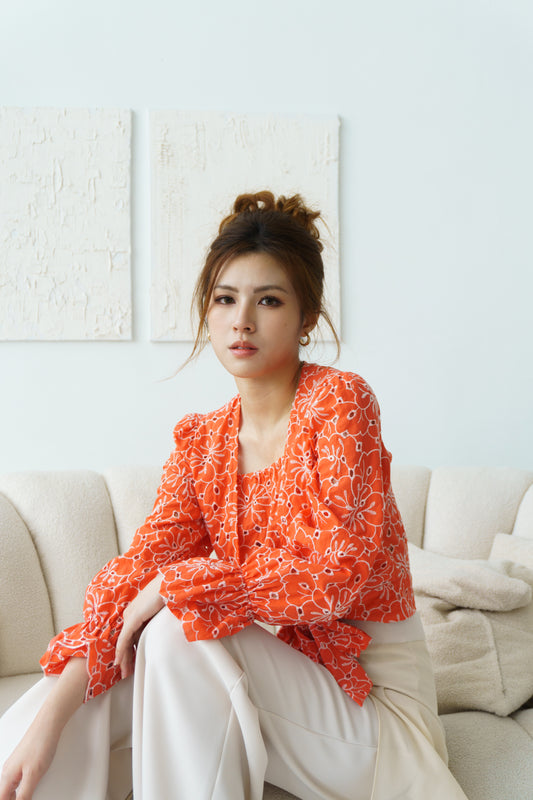 Cotton Embroidered Top (Watermelon)