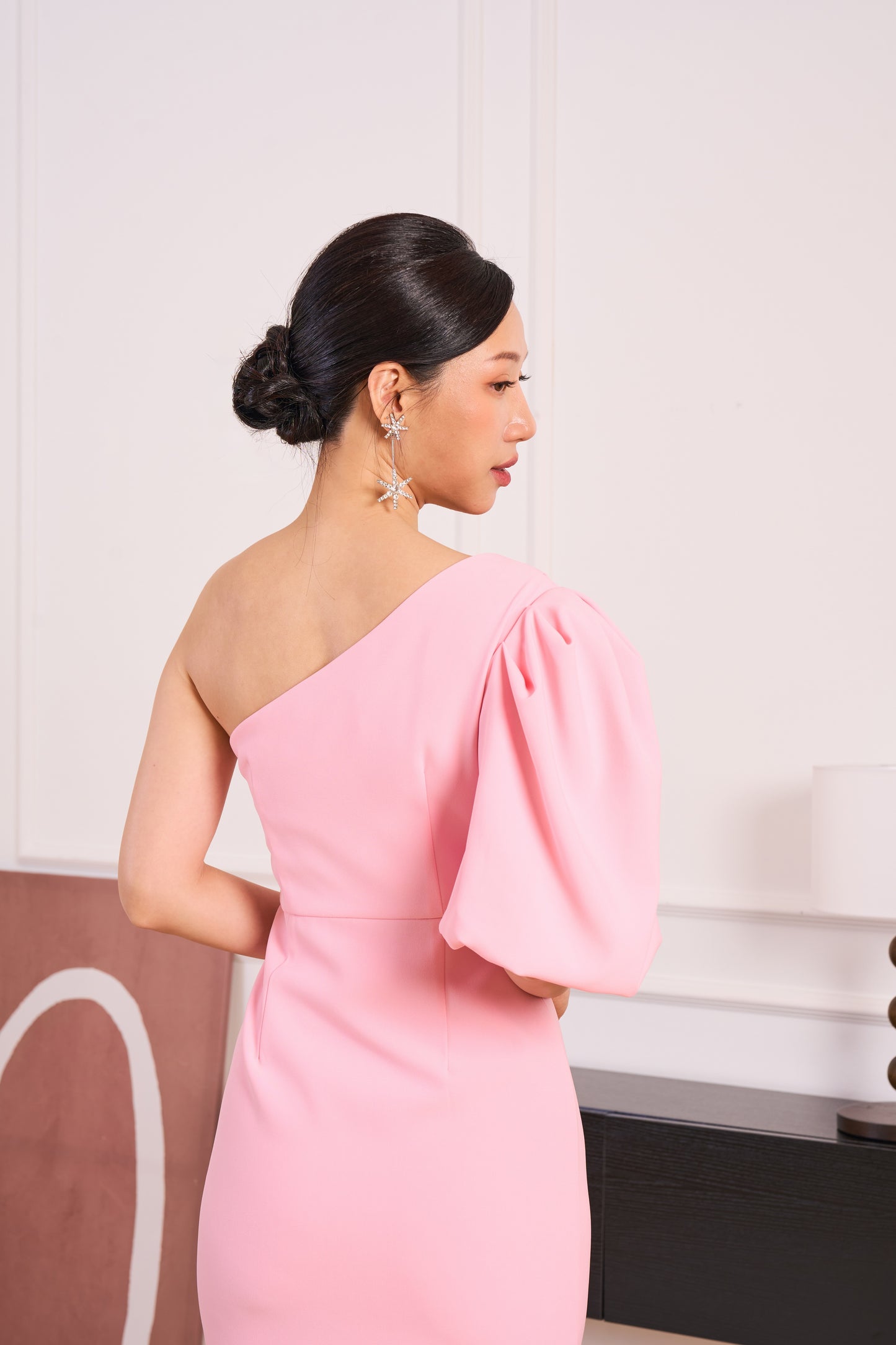 Effortless One-Shoulder Dress(Light Pink)