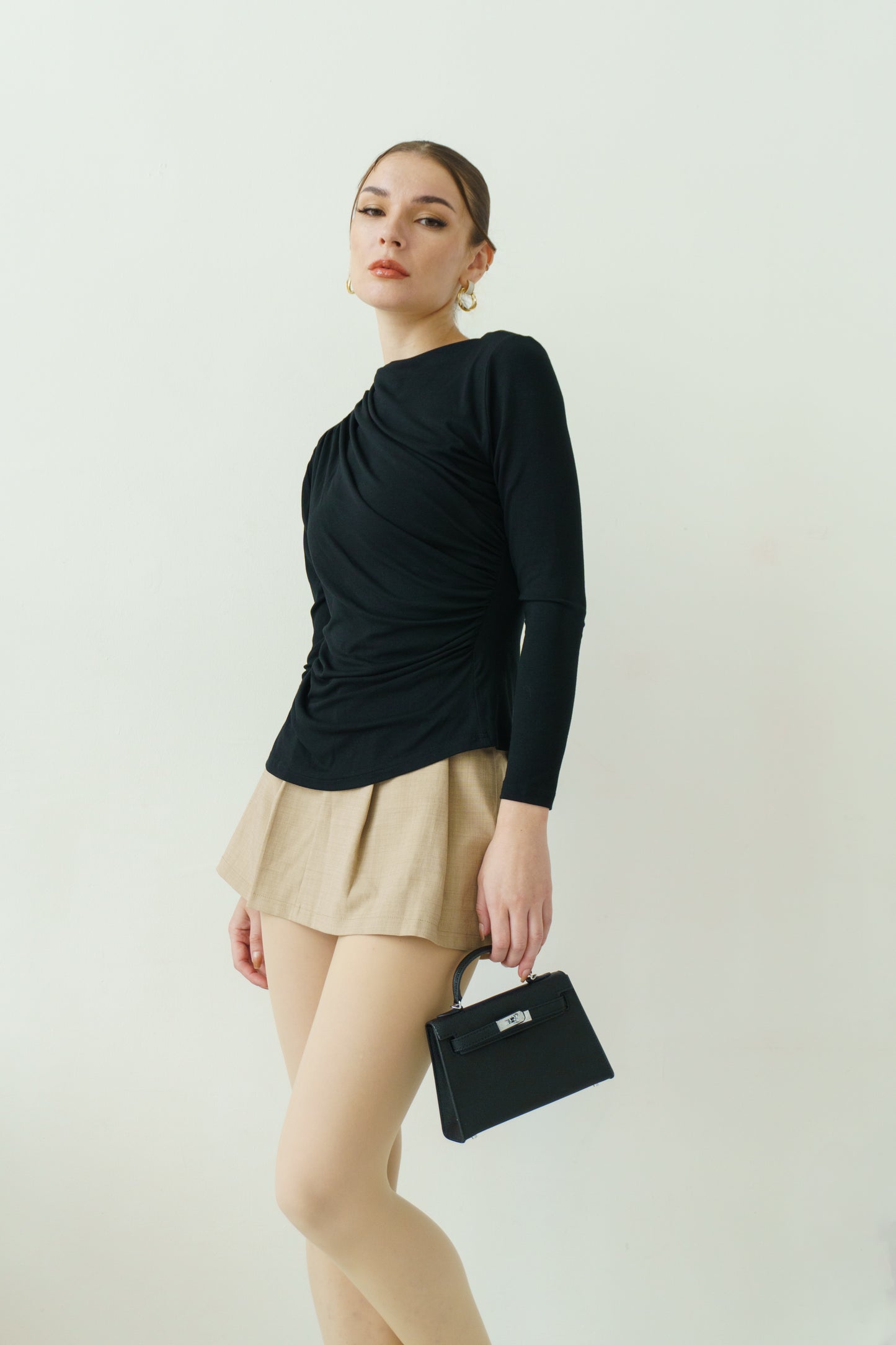 Asymmetrical Stretch Top (Black)