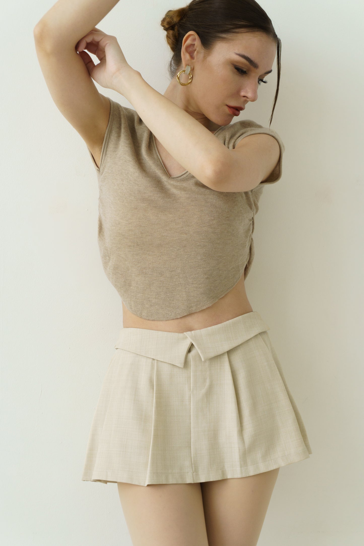 Low-Rise Skort (Beige)