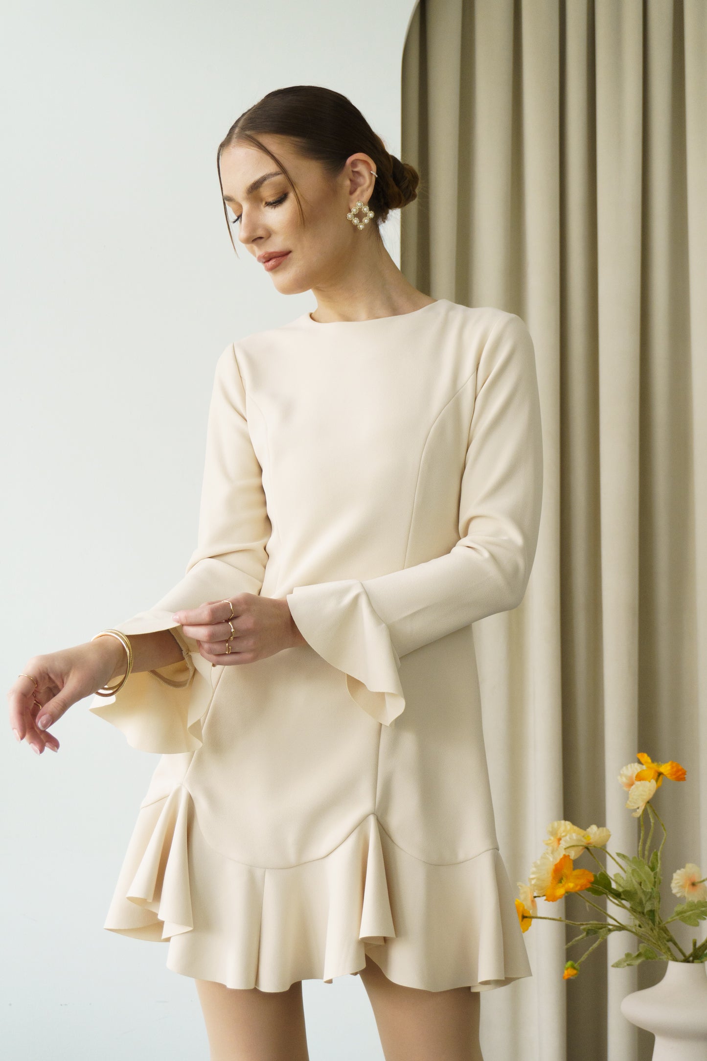 Ruffle Dress (Cream)