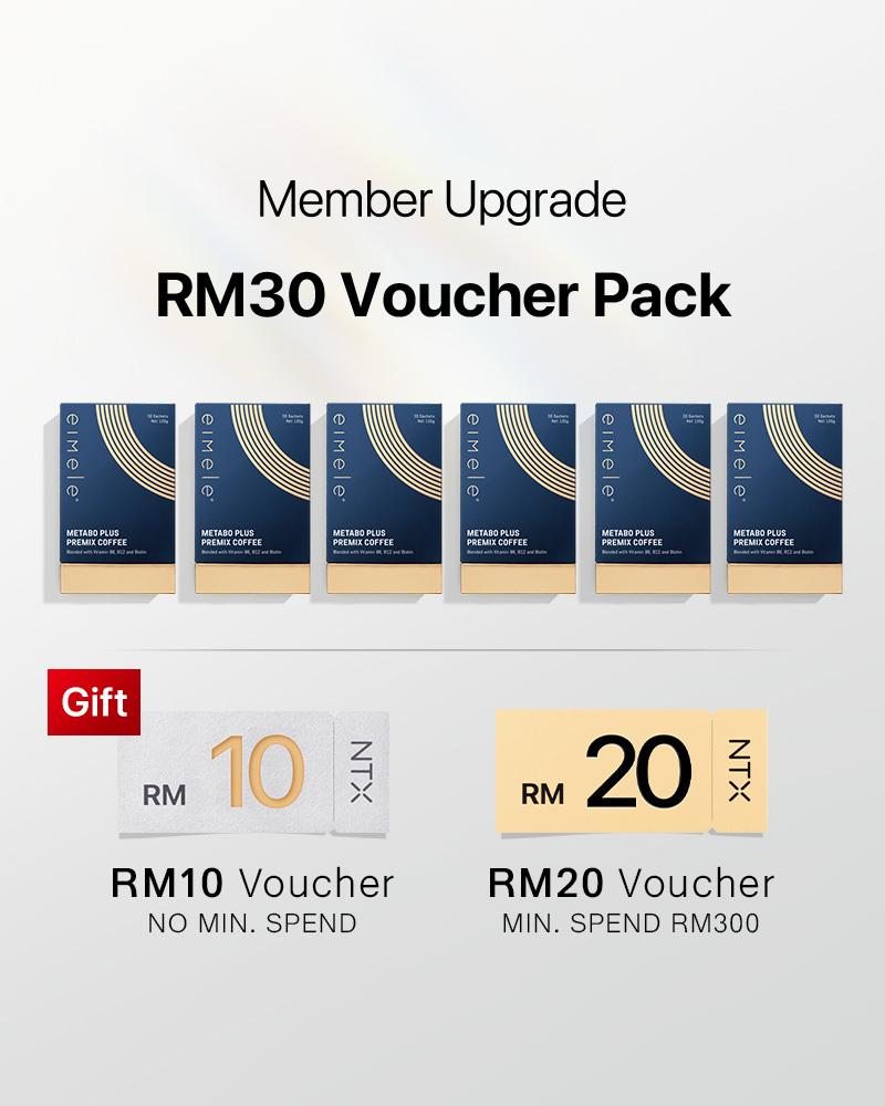 【Member Upgrade】eimele Metabo Plus Coffee 30 sachets*6 packs Free RM30 voucher pack