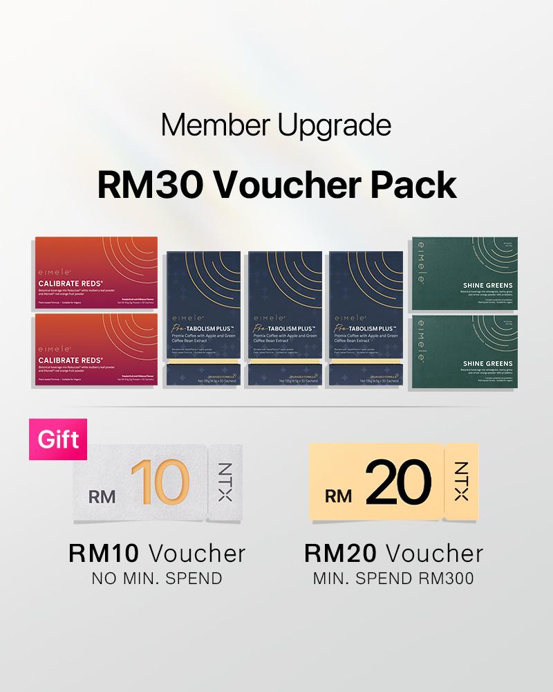 【Member Upgrade】eimele Calibrate Reds*2 packs + Coffee Pro*3 packs + Shine Greens*2 packs Free RM30 voucher pack