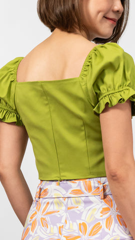 PEONY CROPPED TOP [GREEN]