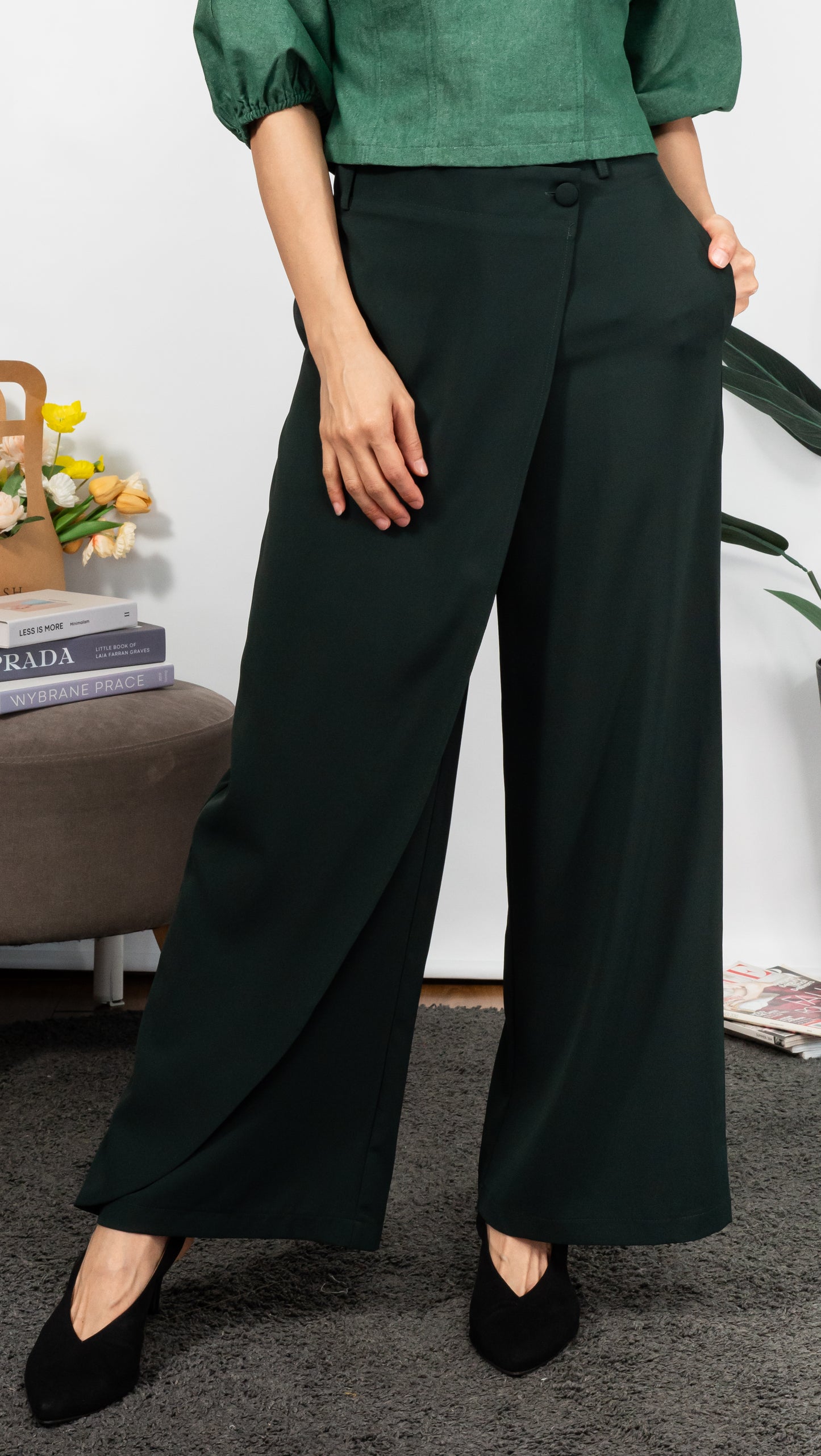 Button Suit Pants (Green)