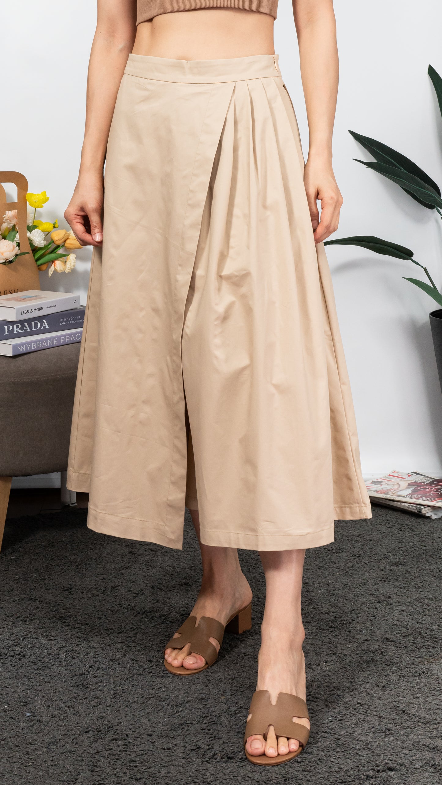 Pleated Pants (Beige)