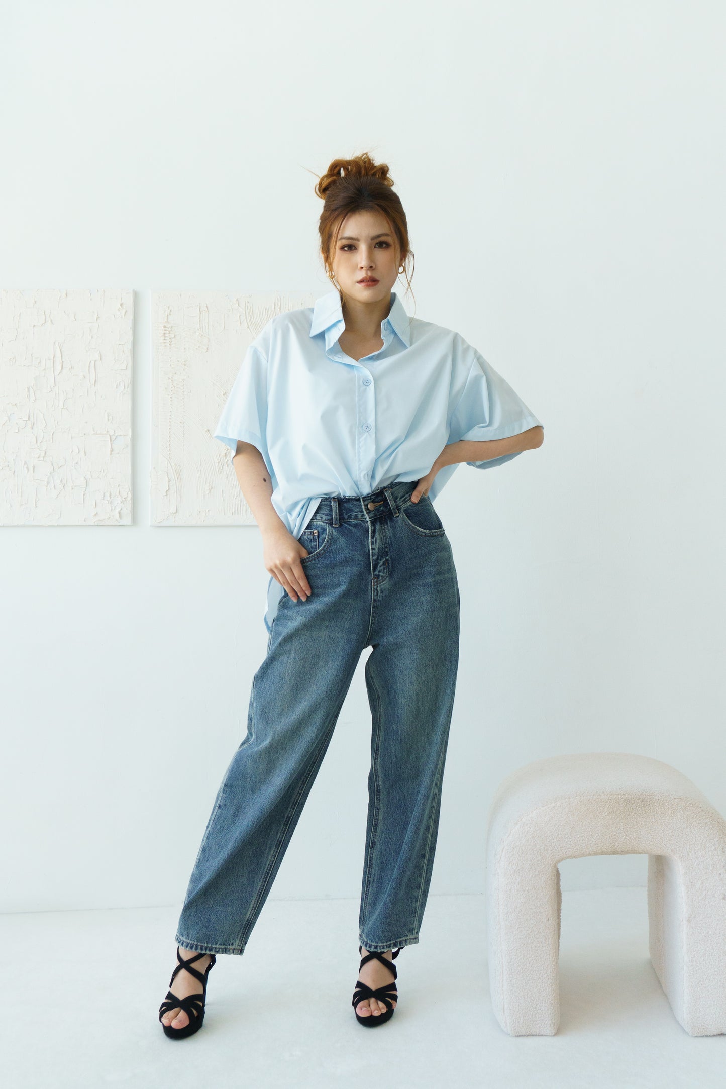 Oversized Blouses Top (Blue)