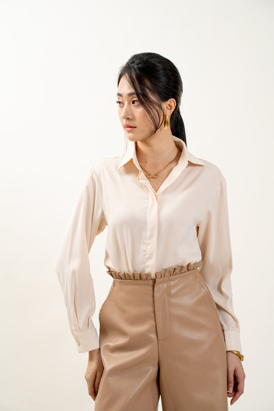 Trinity Silk Top(Cream)