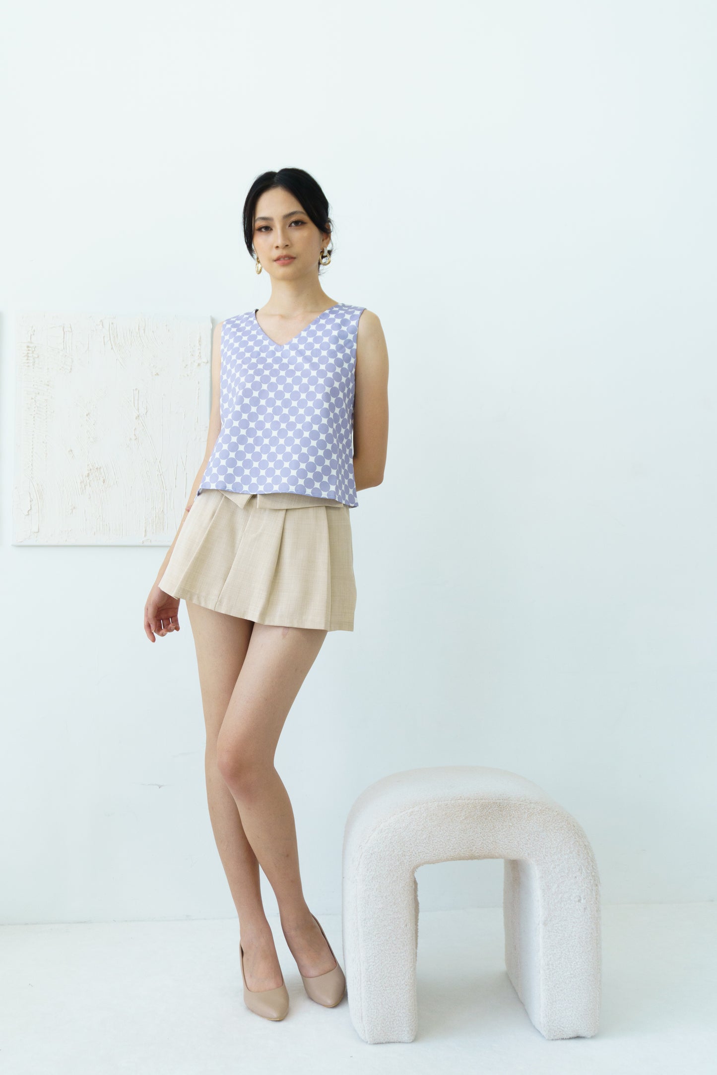 Polka Dot Sleeveless Top (Purple)