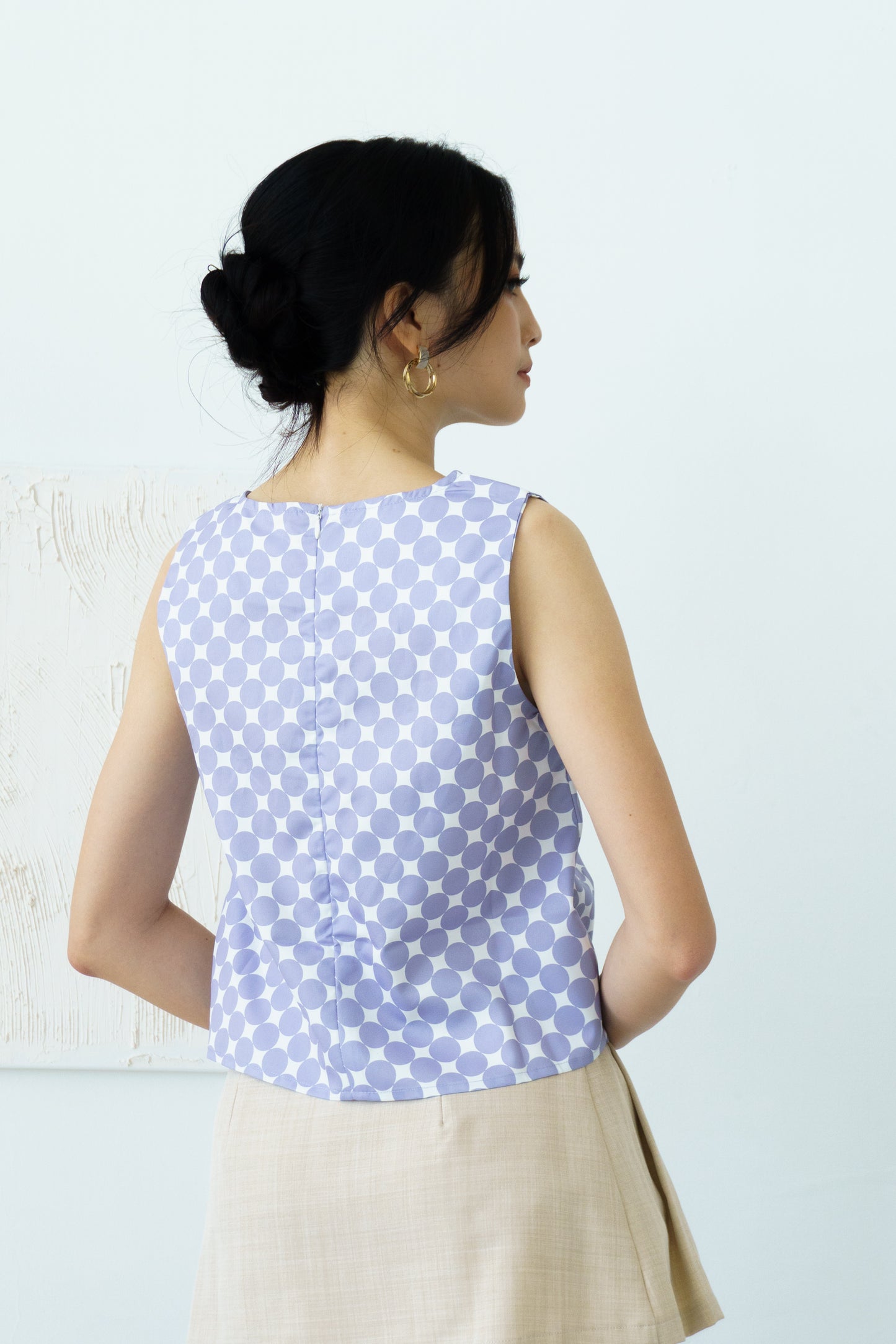 Polka Dot Sleeveless Top (Purple)