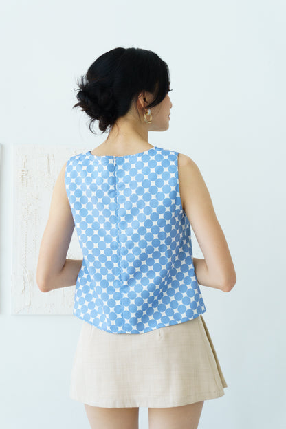 Polka Dot Sleeveless Top (Blue)