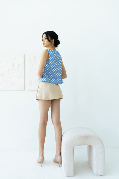 Polka Dot Sleeveless Top (Blue)