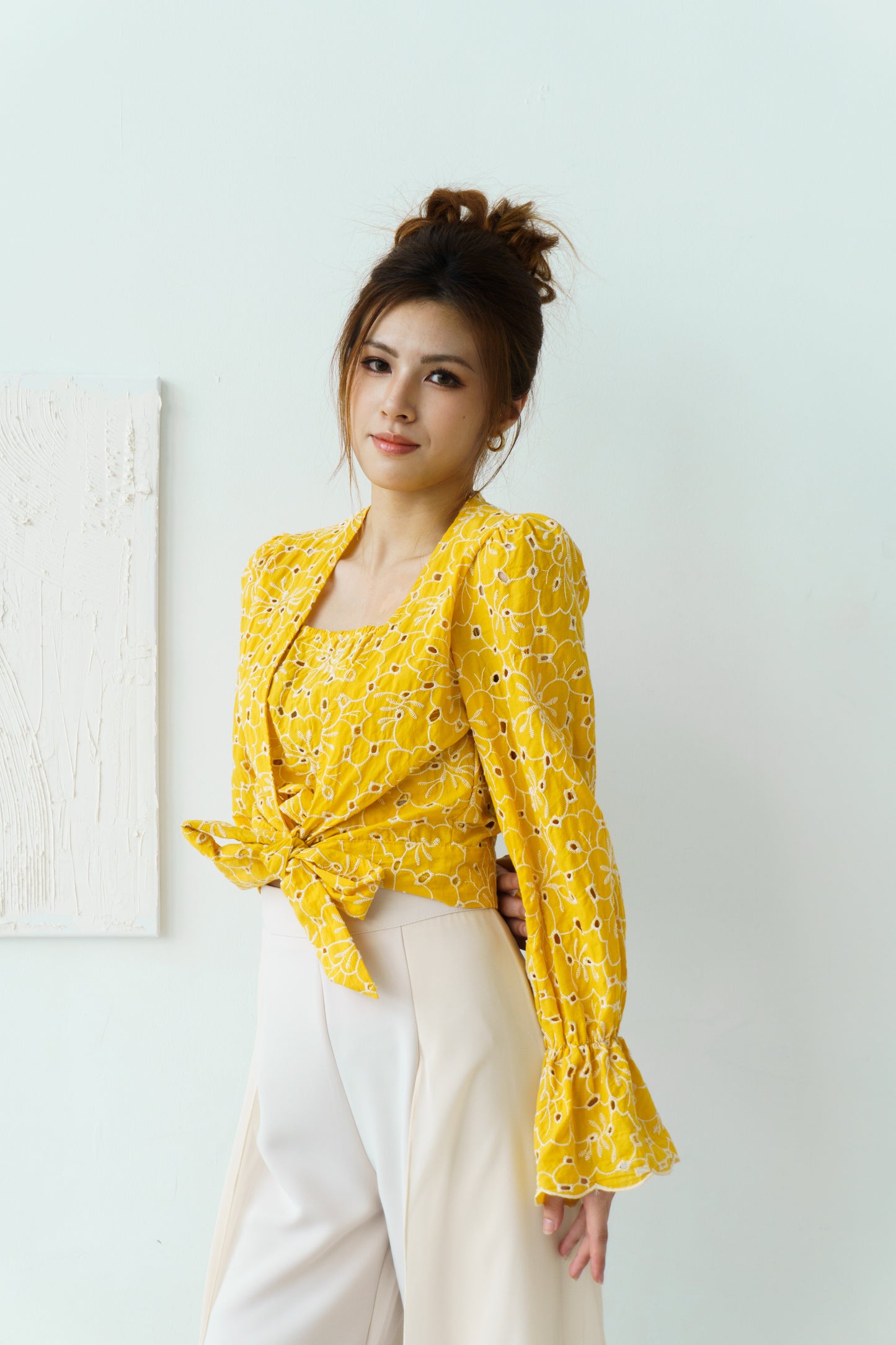 Cotton Embroidered Top (Yellow)