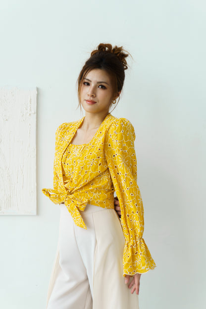 Cotton Embroidered Top (Yellow)
