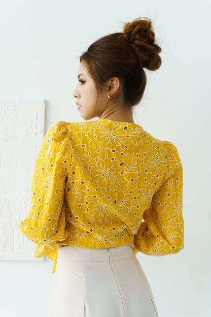 Cotton Embroidered Top (Yellow)