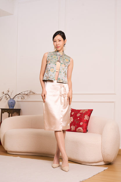 Silk Knot Skirt (Beige)