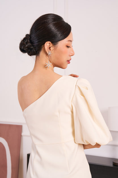 Effortless One-Shoulder Dress(White)