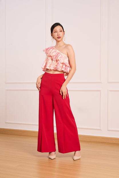 Floral One-Shoulder Top(Red) | Pre-Order