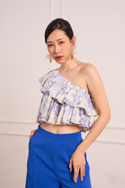Floral One-Shoulder Top(Blue) | Pre-Order