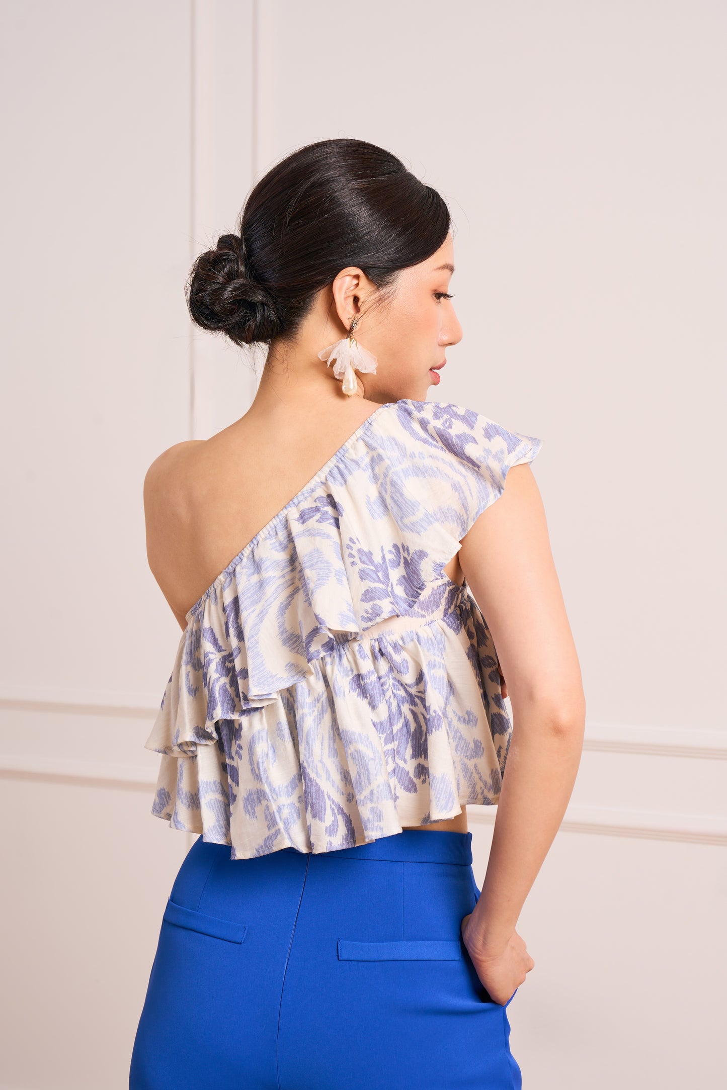 Floral One-Shoulder Top(Blue) | Pre-Order