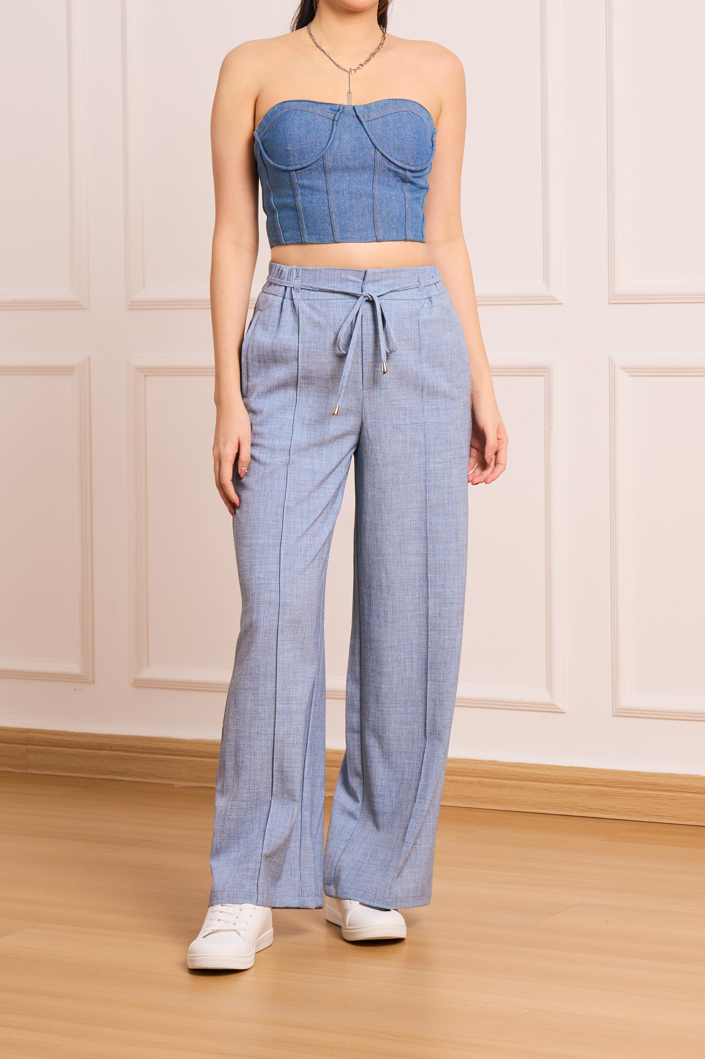 Denim Bustier Top (Light Blue)