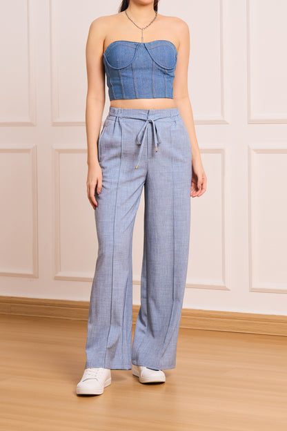Denim Bustier Top (Light Blue)