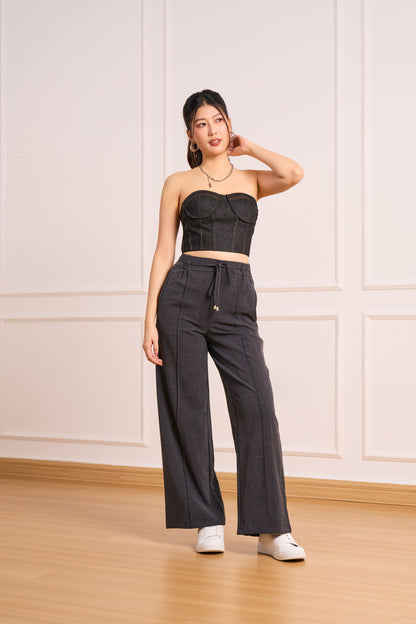 Denim Bustier Top (Black)