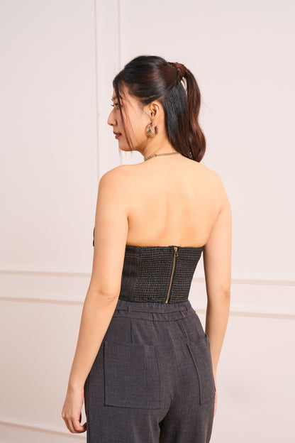 Denim Bustier Top (Black)