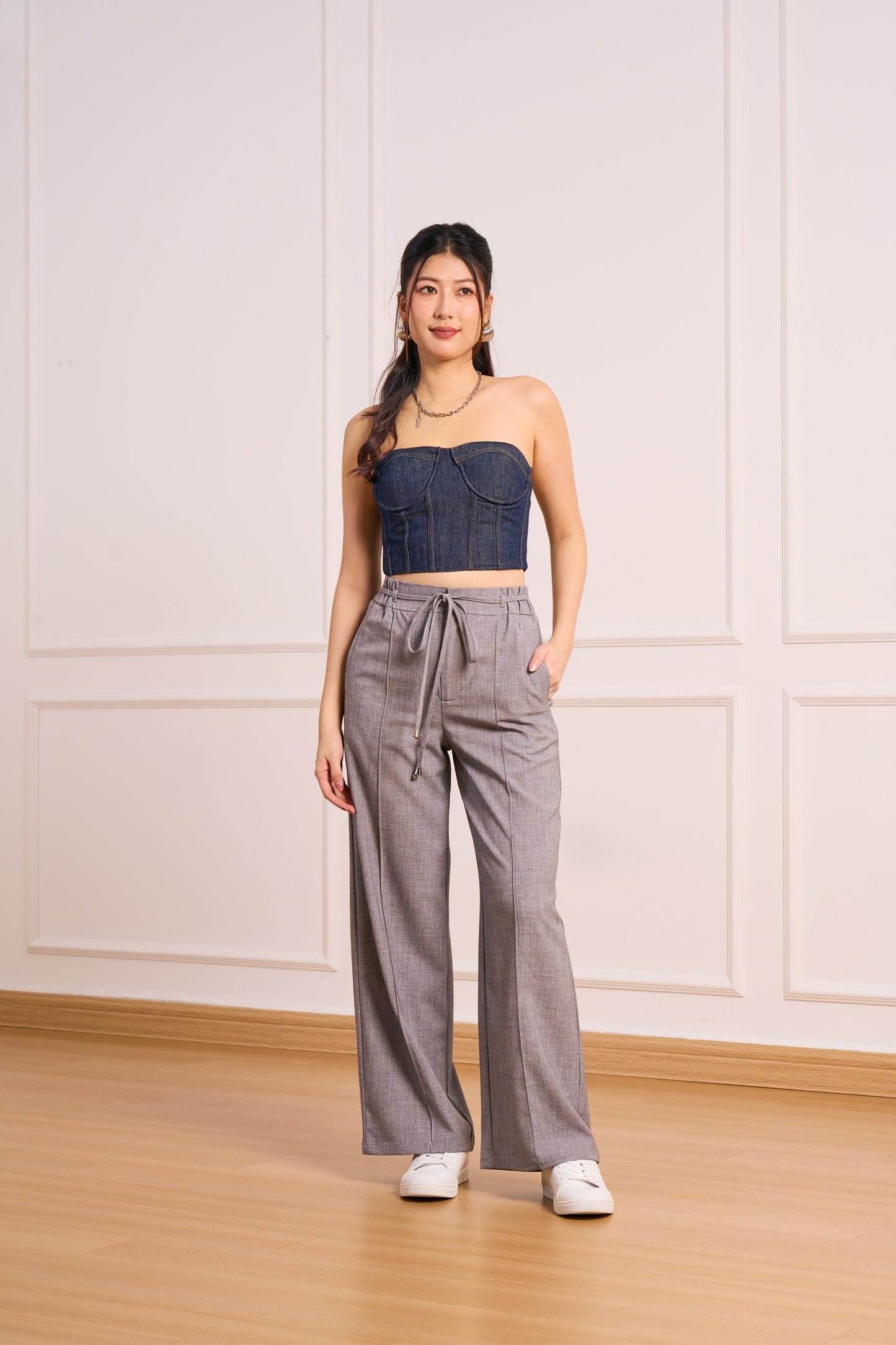 Denim Bustier Top (Dark Blue)