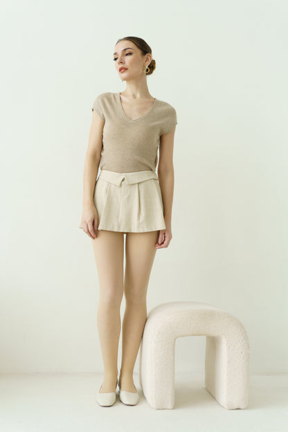 Low-Rise Skort (Beige)