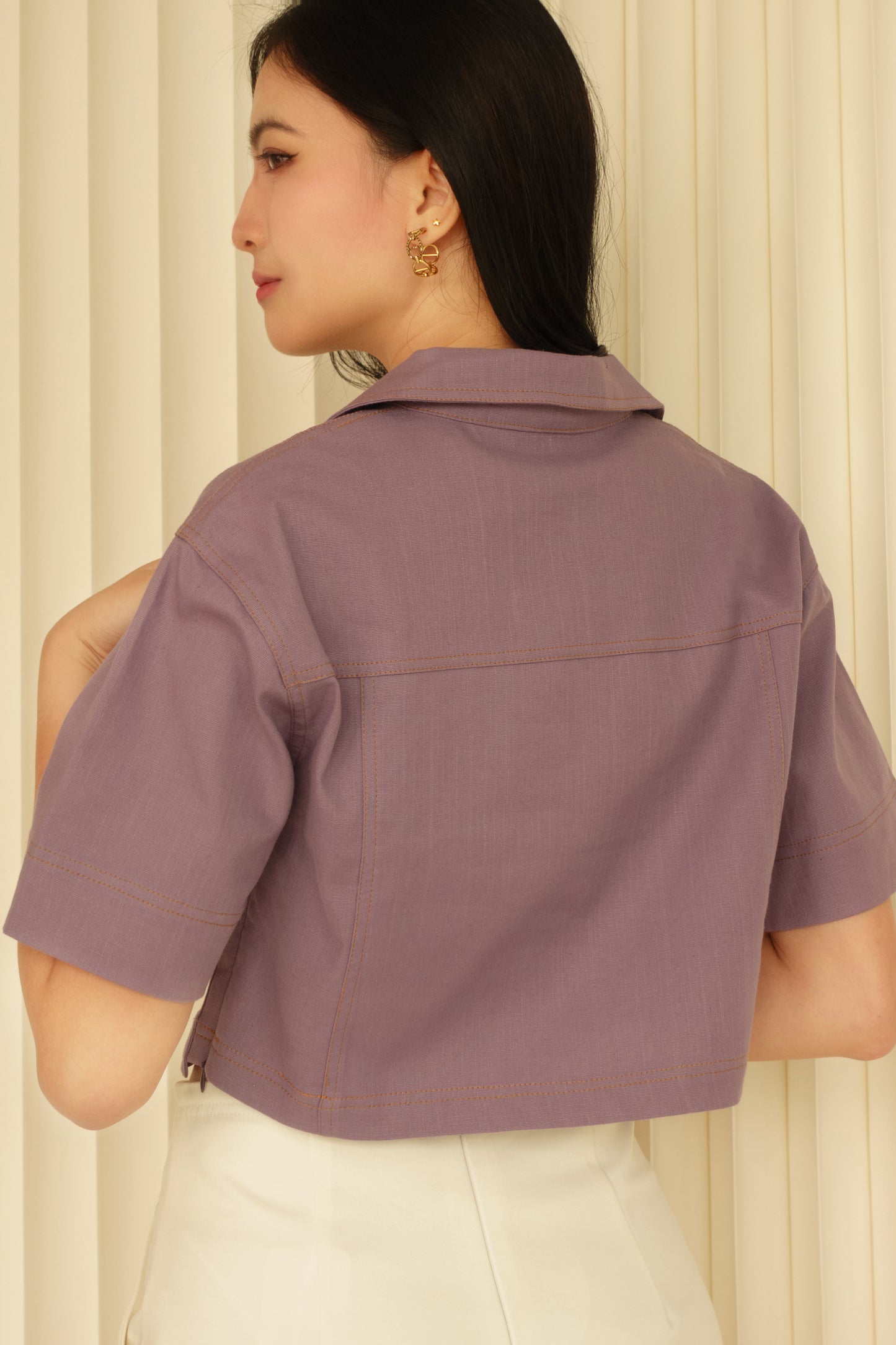 Plunge V-Neck Top (Purple)