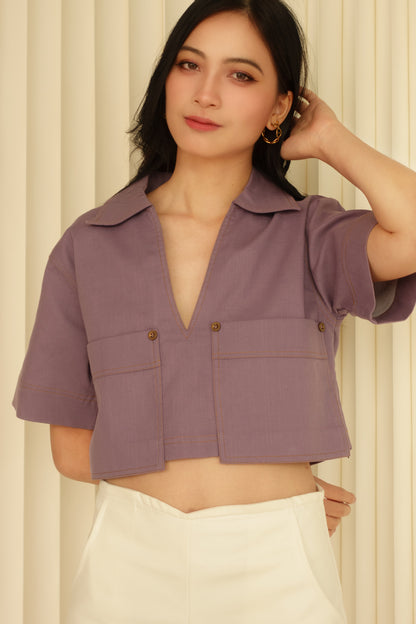 Plunge V-Neck Top (Purple)