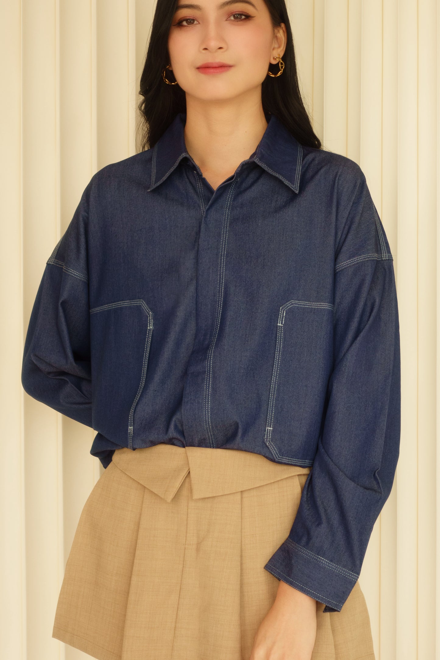 Slouchy Top (Navy Blue)