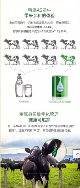 【白金礼包】NATUREDAY A2+高钙双益生菌奶粉6罐（全脂/脱脂) + Eimele亦餐综合营养绿粉3盒