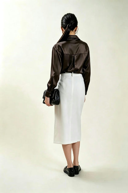 Trinity Silk Top (Dark Brown)