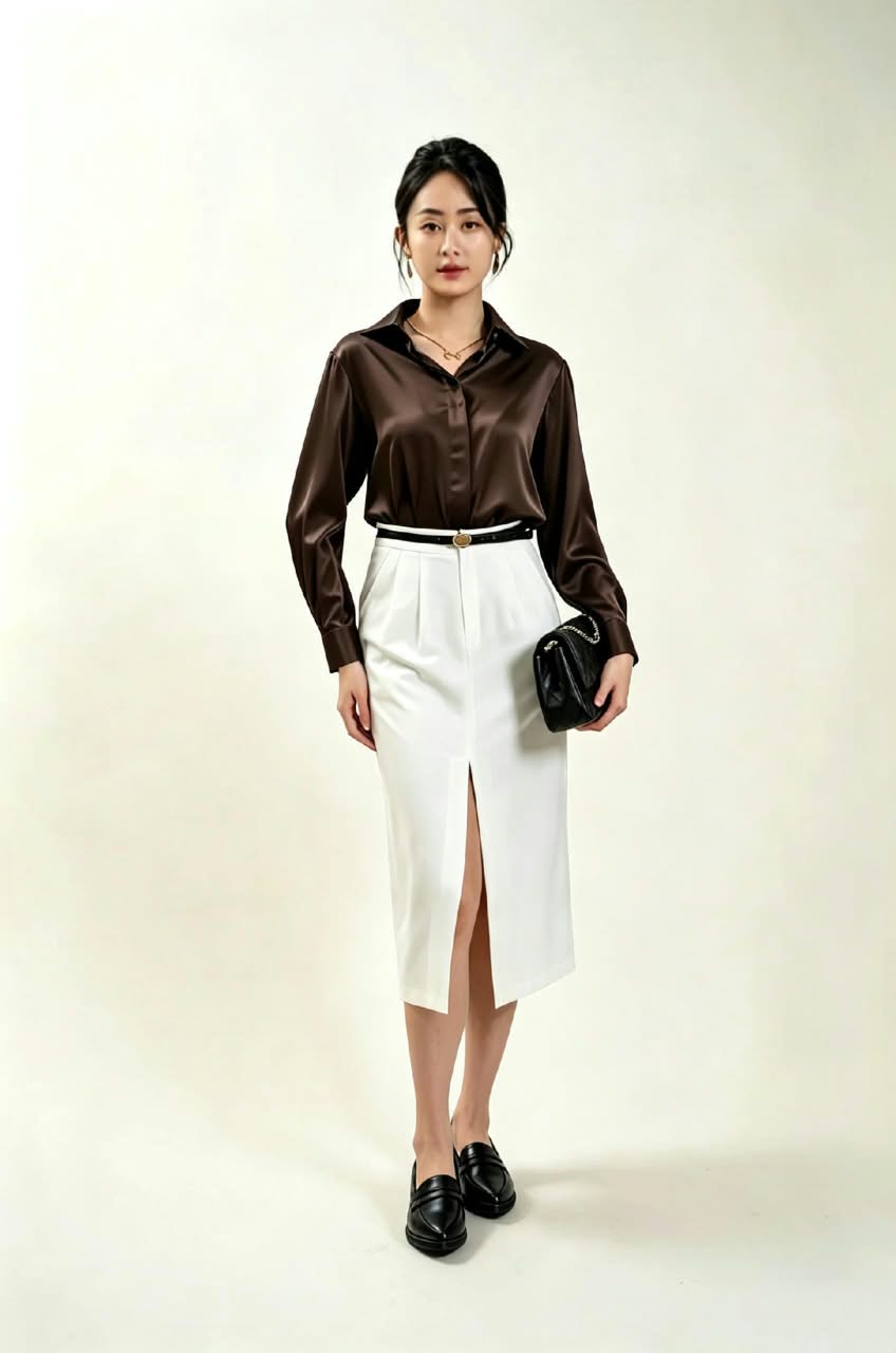 Trinity Silk Top (Dark Brown)