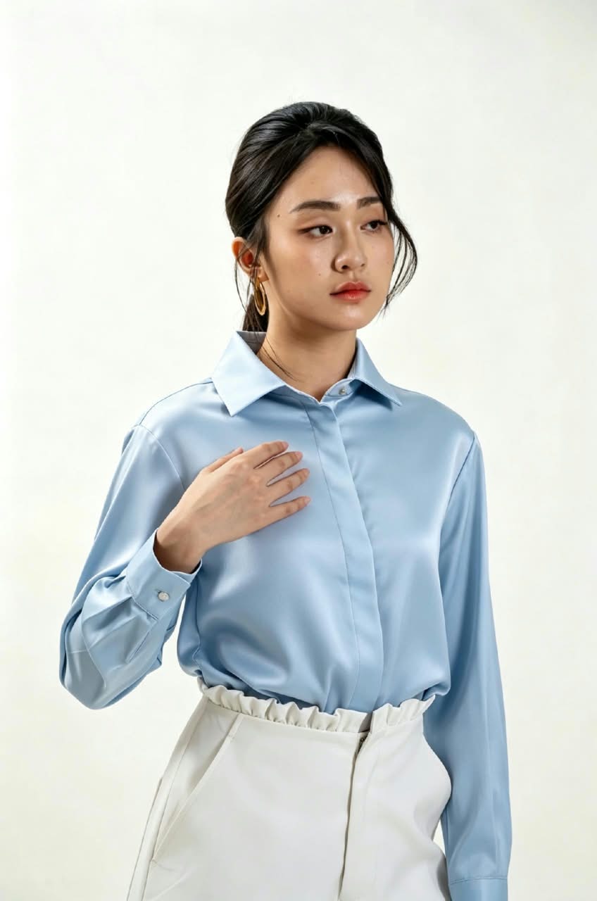 Trinity Silk Top (Blue)