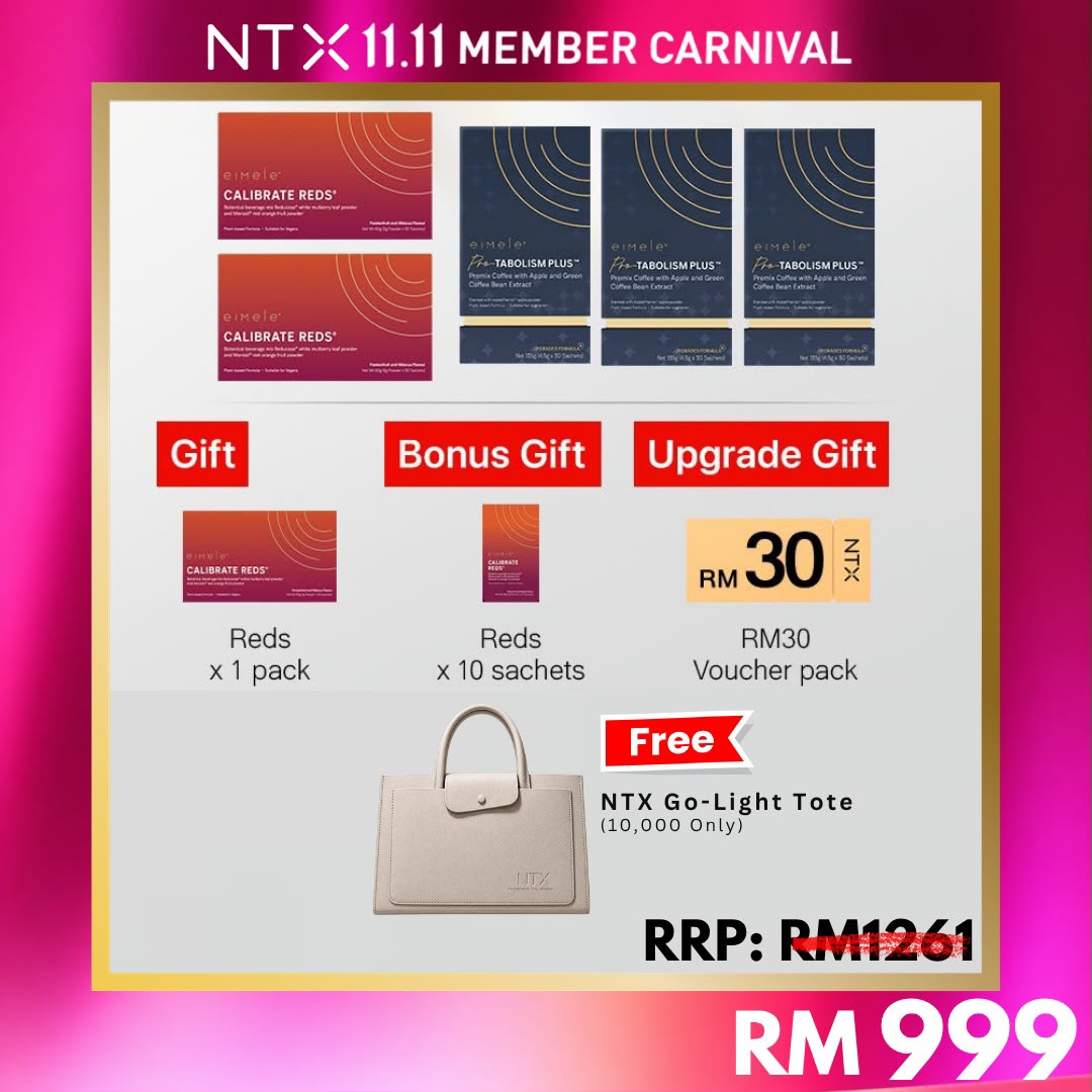 【Member Upgrade】eimele Calibrate Reds*2 +Coffee Pro*3{Free Calibrate Red *1 +Reds 10Sachet*1 + RM30 voucher pack}