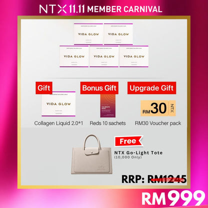 【Member Upgrade】Vida Glow Marine Collagen 2.0*5{Free Vida Glow Marine Collagen 2.0*1 + Reds 10Sachet*1 + RM30 voucher pack}
