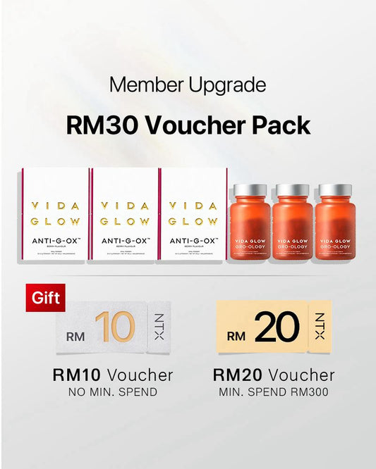 【Member Upgrade】Vida Glow Anti-G-Ox*3 + Gro-Ology*3 Free RM30 voucher pack