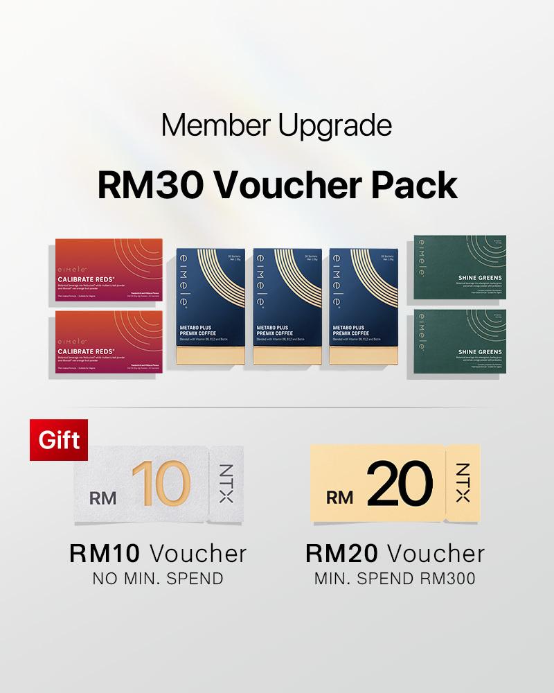 【Member Upgrade】eimele Calibrate Reds*2 packs + Coffee*3 packs + Shine Greens*2 packs Free RM30 voucher pack