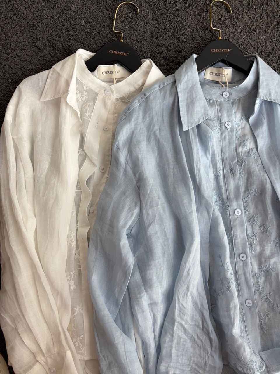 Embroidered Linen Top (LightBlue)